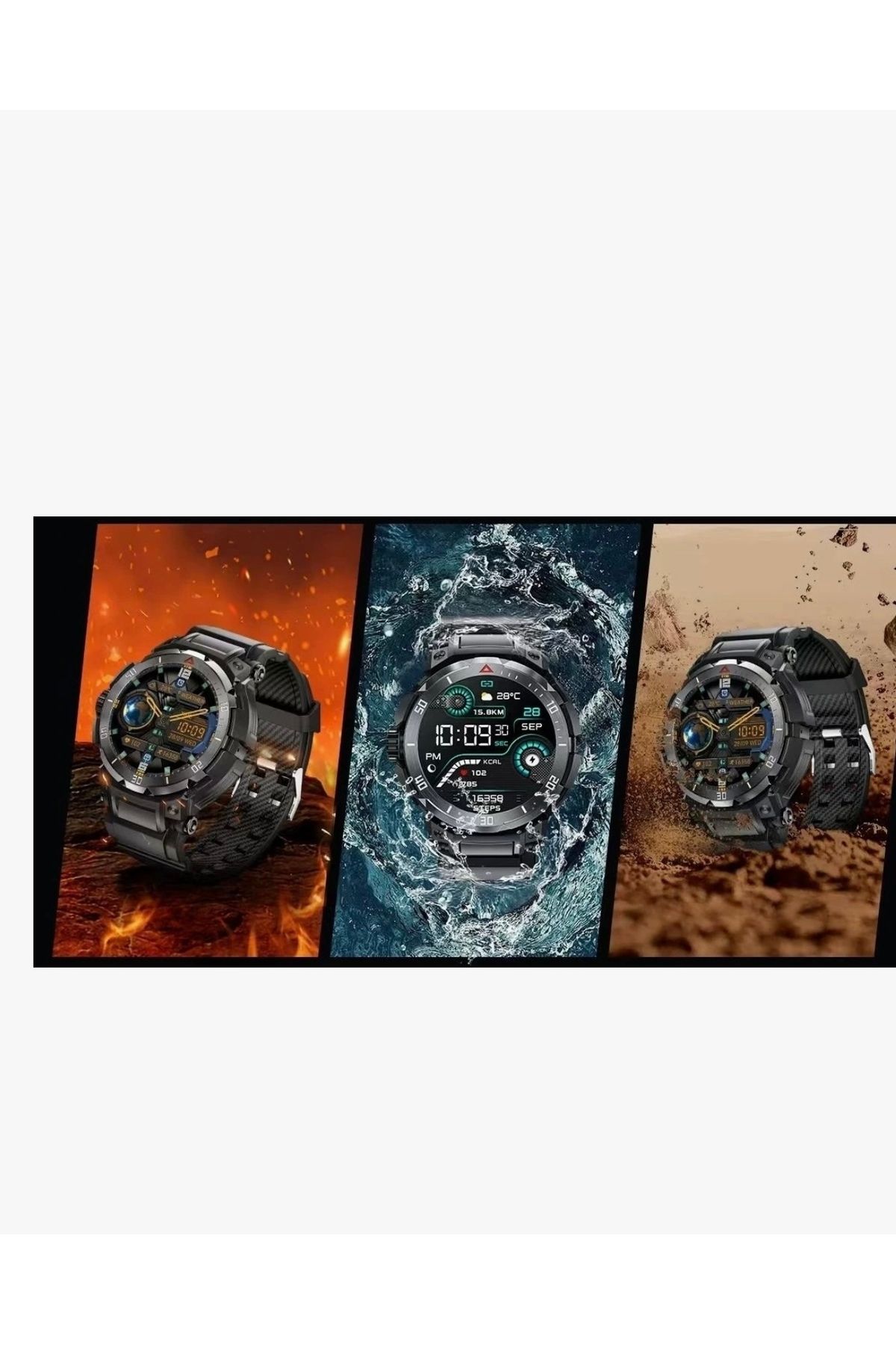 Holatec Süper Amoled Kulaklıklı Watch Huge Dağcı,askeri,denizci,izci,sportmen Kaya Sağlamlığı - Görsel 6