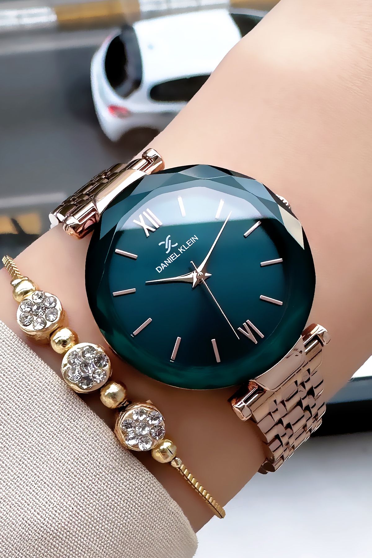 Daniel Klein Orijinal Yeni Sezon Kesme Cam Kadın Kol Saati Rose Renk Çelik Kordon Hediye Bileklik Dkby2027c9 - Görsel 2