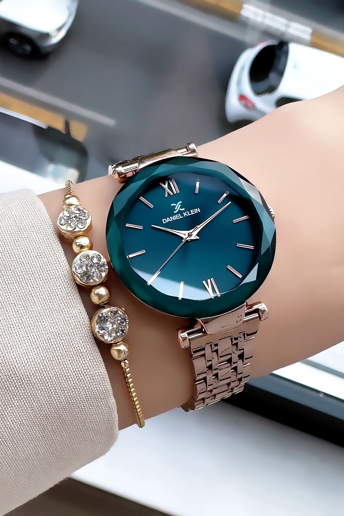 Daniel Klein Orijinal Yeni Sezon Kesme Cam Kadın Kol Saati Rose Renk Çelik Kordon Hediye Bileklik Dkby2027c9 - Görsel 3