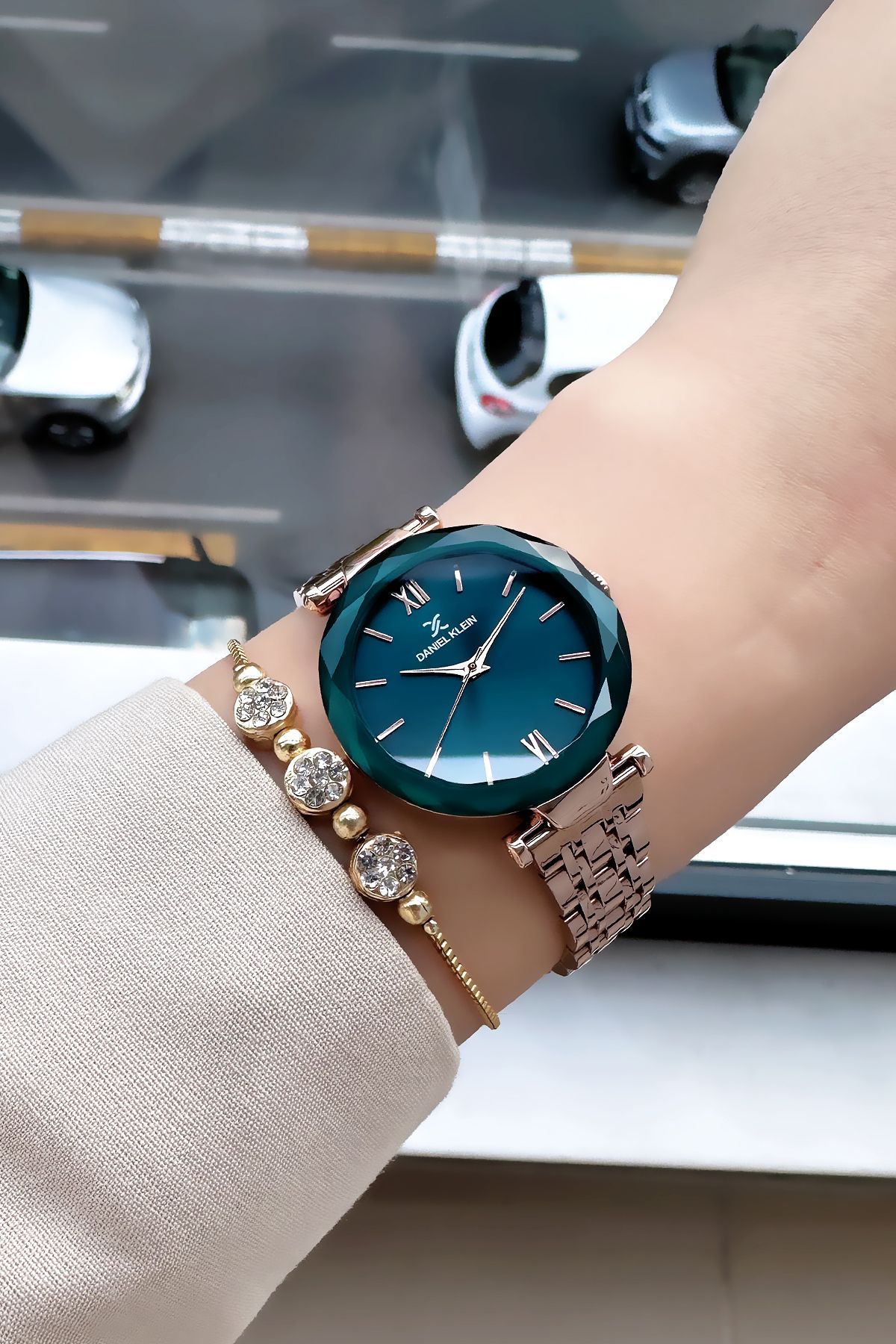 Daniel Klein Orijinal Yeni Sezon Kesme Cam Kadın Kol Saati Rose Renk Çelik Kordon Hediye Bileklik Dkby2027c9 - Görsel 4