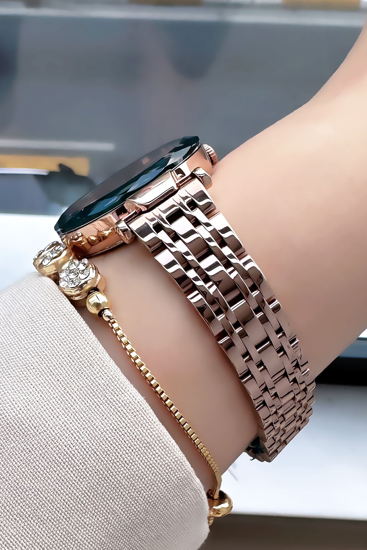 Daniel Klein Orijinal Yeni Sezon Kesme Cam Kadın Kol Saati Rose Renk Çelik Kordon Hediye Bileklik Dkby2027c9 - Görsel 5