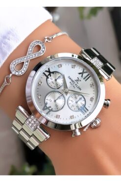 Daniel Klein Çelik Taşlı Kadın Kol Saati Garantili 3 ATM Su Geçirmezlik Bileklik Hediyeli DKSCR56