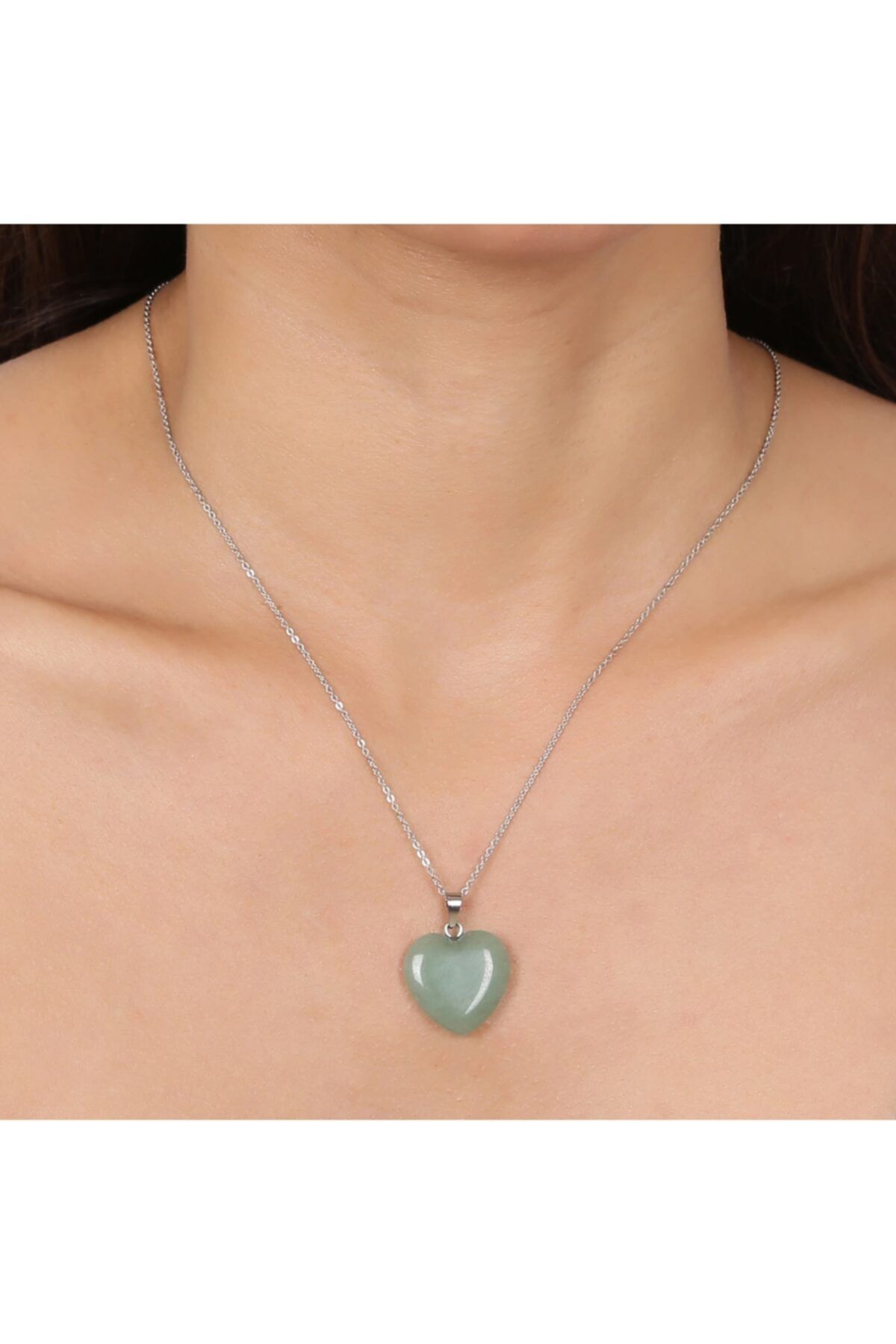 Mystic Energy Doğal Taş Aventurin Taşı Kalp Kesim Ister Kolye Ister Anahtarlık | Hediyelik Doğaltaş - Görsel 2