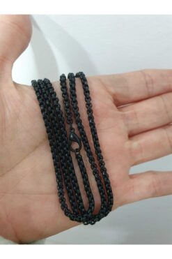 ERKEK KOLYE STORE Mat Siyah Zincir Kolye
