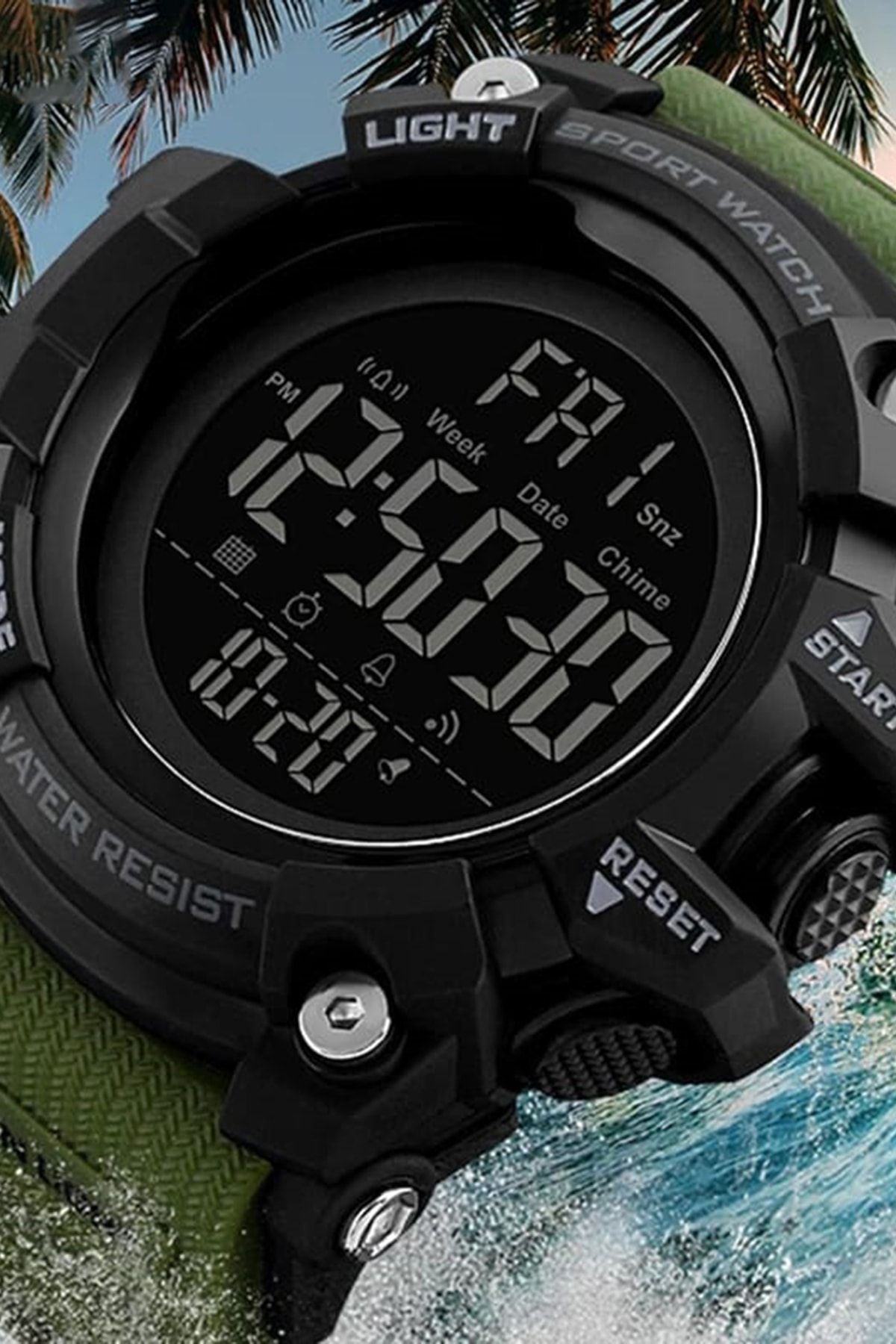 Skmei Skmeı 1384 Yeşil Kordon Dijital Kol Saati Asker Yeşili Kronometreli - Görsel 2