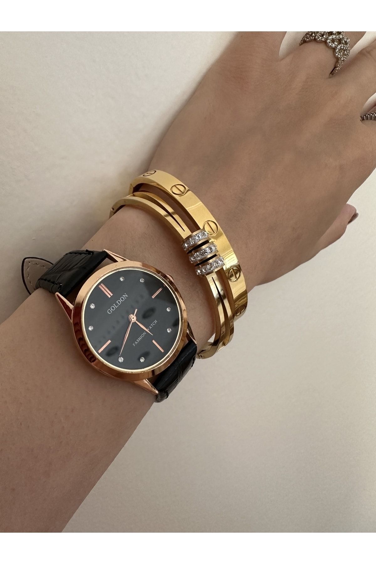 GOLDON Vintage Stil Deri Kayışlı Kol Saati - Görsel 2