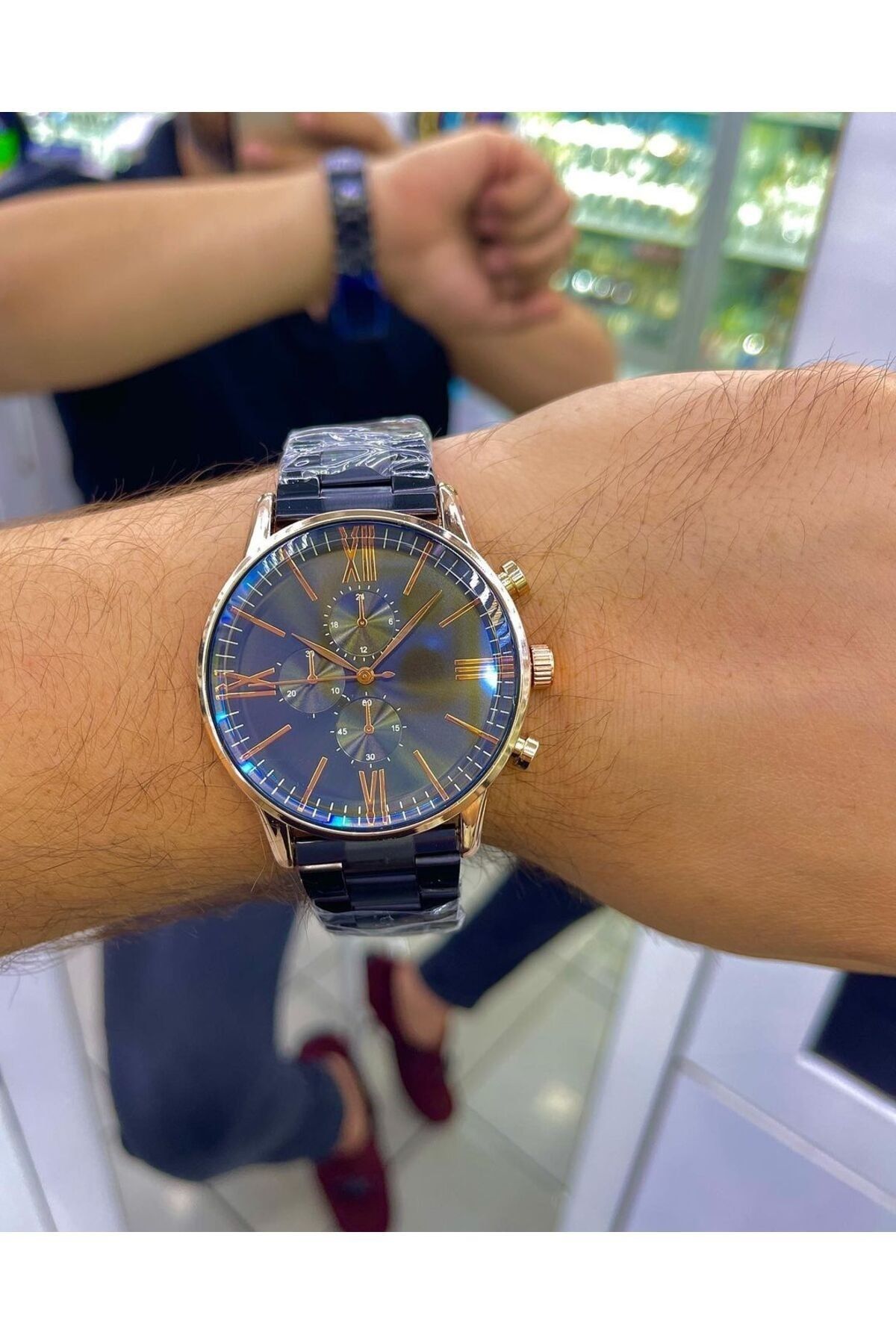 ÇENÇEN Siyah Kordon Rose Kasa Paslanmaz Ipc Kaplama Spor Metal Erkek Kol Saati - Görsel 5