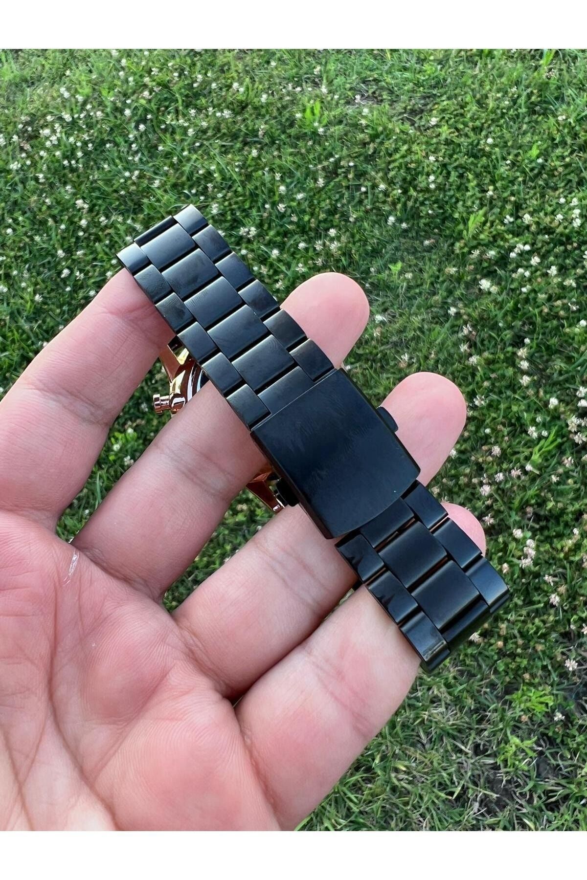 ÇENÇEN Siyah Kordon Rose Kasa Paslanmaz Ipc Kaplama Spor Metal Erkek Kol Saati - Görsel 7