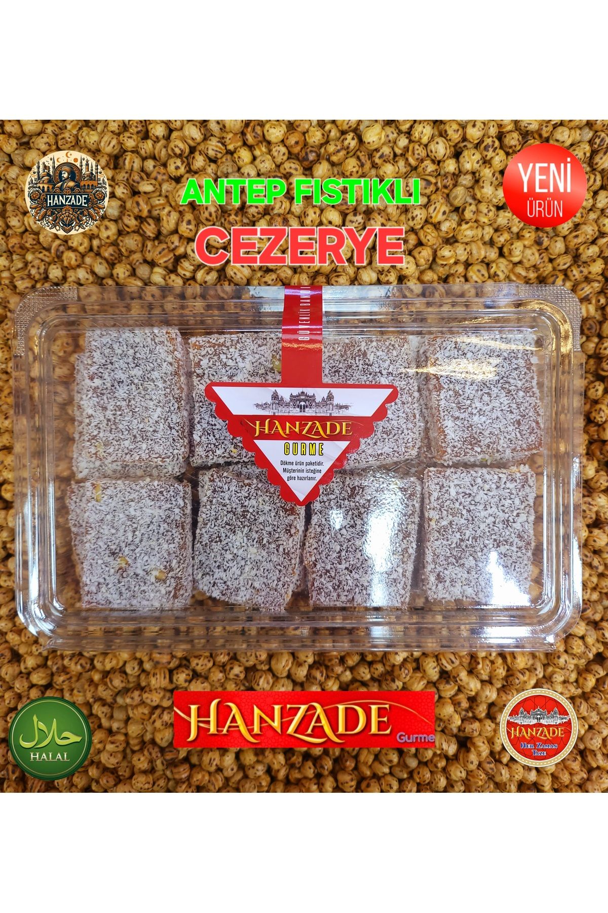 HANZADE GURME Antep Fıstıklı Cezerye Özel Lezzet Türk Lokumu