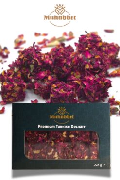 Muhabbet Gıda Gül Yapraklı Antep Fıstıklı Katkısız Günlük Üretim Lokum 226 gr