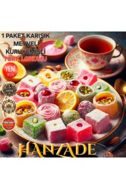 HANZADE GURME DENEME PAKETİ 1 PAKET KARIŞIK MEYVELİ VE KURUYEMİŞLİ LOKUM AFYON LOKUMU