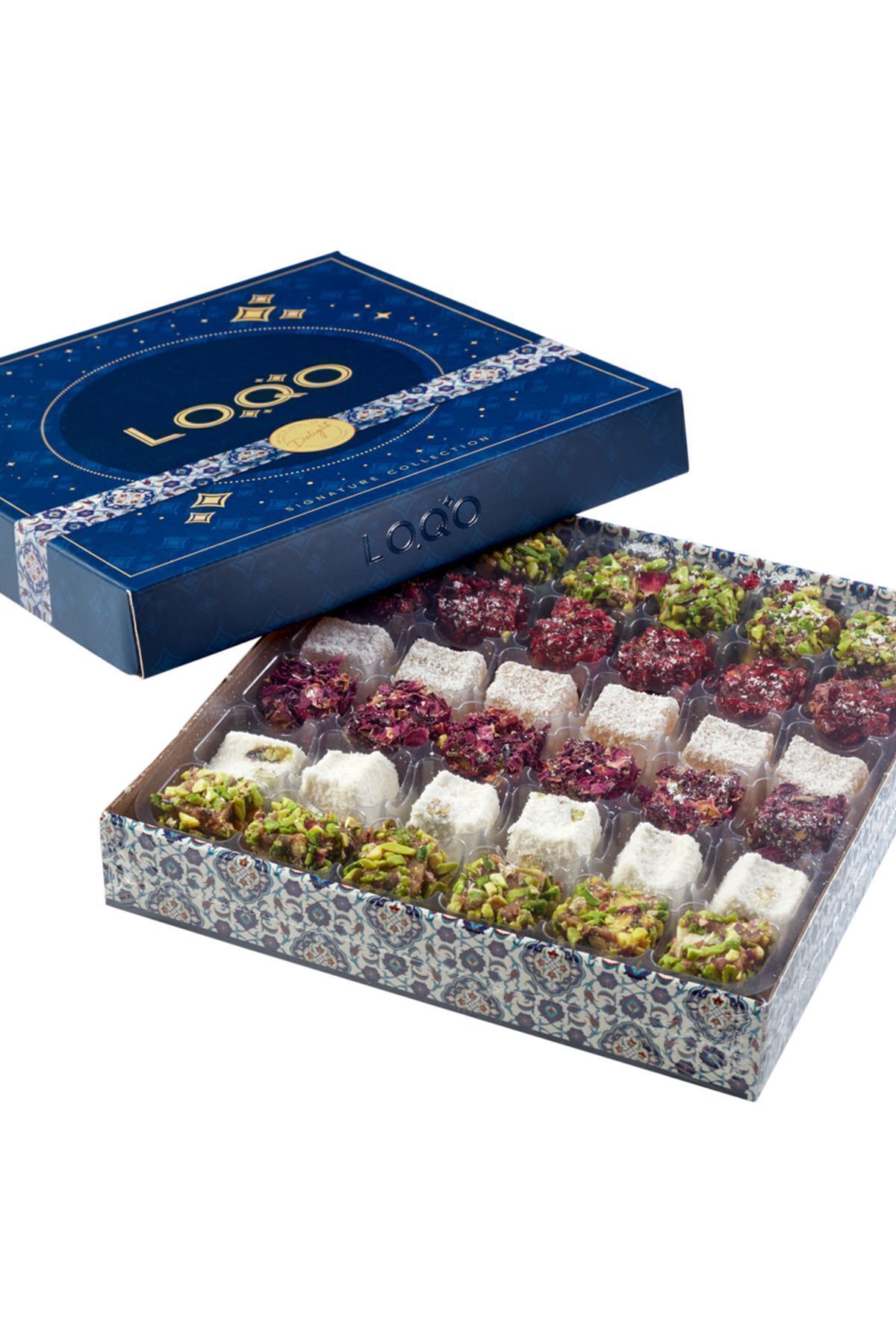 LOQO Antep Fıstıklı Lüks Karışık Hediyelik Kutu Lokum (ÖZEL KUMAŞ ÇANTA HEDİYELİ) Net 500gr - Görsel 3