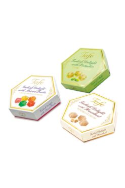 TAFE Lokum 3'lü Paket Fıstıklı , Fındıklı Ve Karışık Meyve Aromalı Altıgen Kutu