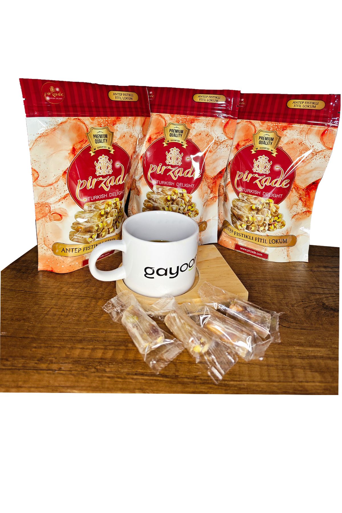 Lokum PİRZADE TURKISH DELIGHT ANTEP FISTIKLI FİTİL LOKUM 150GR - 12 ADET