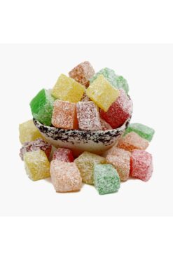 Saido Kahve Meyveli Kuş Lokumu 400g – Renkli, Glutensiz, Tatlandırıcısız Doğal Tatlı