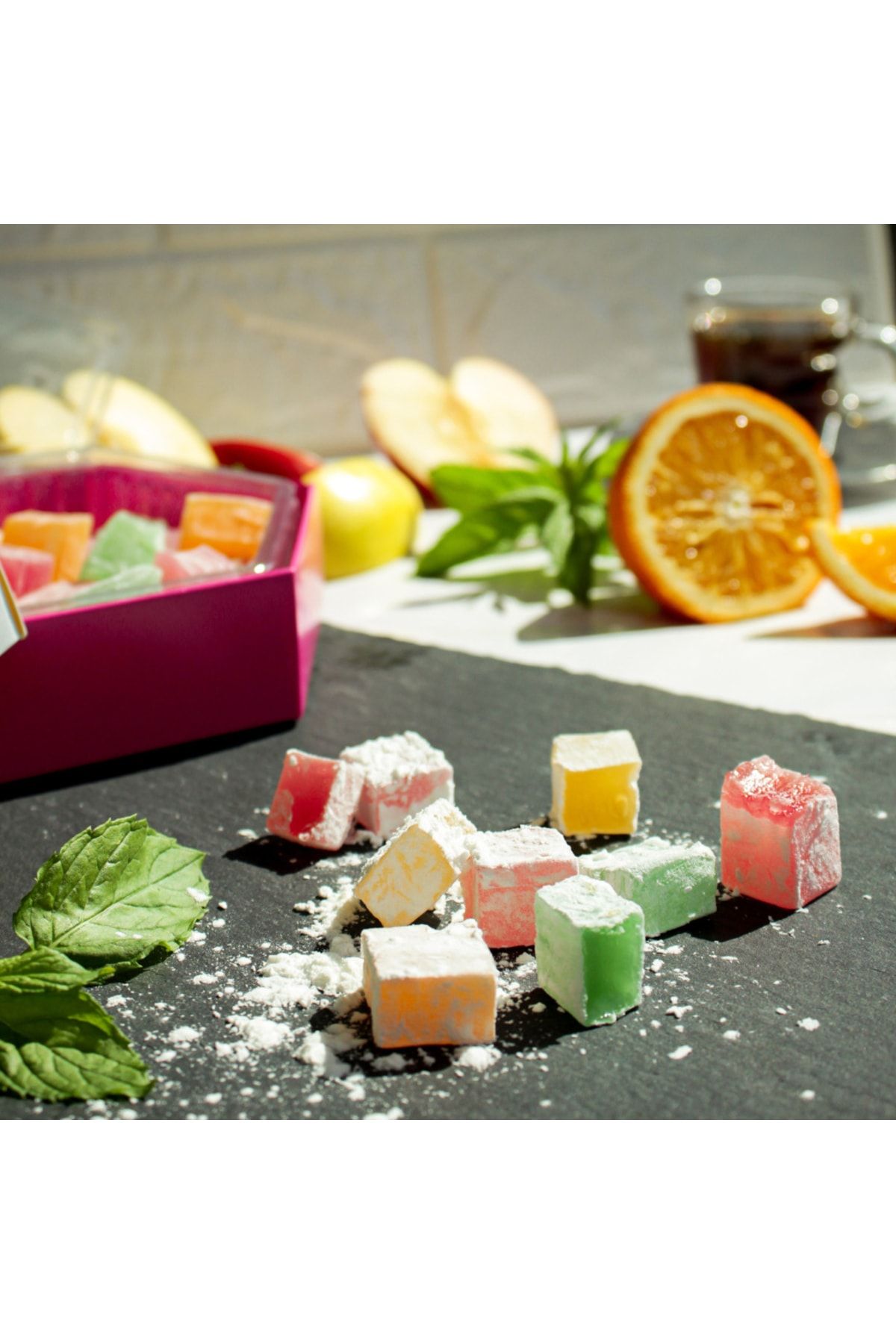 TAFE Lokum 3'lü Paket Fıstıklı , Fındıklı Ve Karışık Meyve Aromalı Altıgen Kutu - Görsel 2