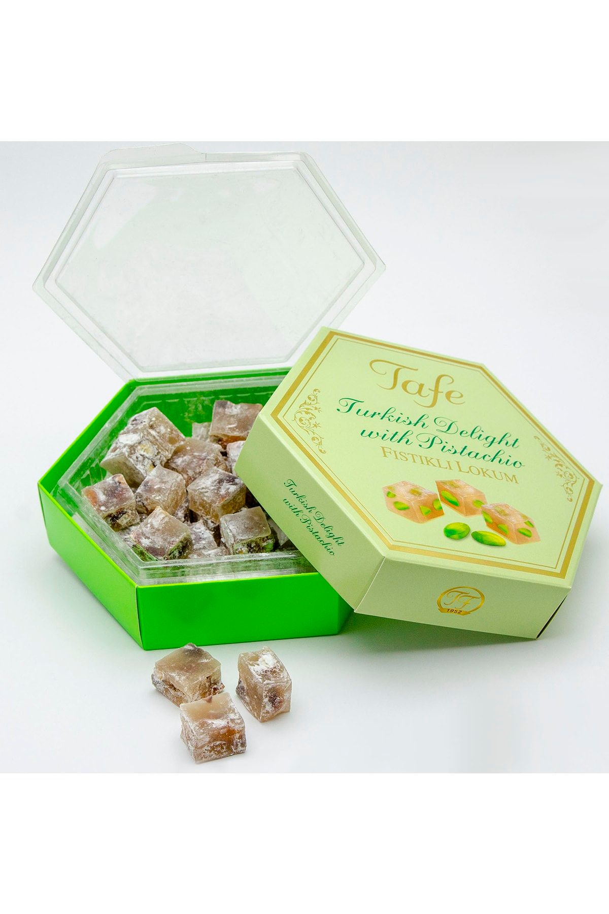 TAFE Lokum 3'lü Paket Fıstıklı , Fındıklı Ve Karışık Meyve Aromalı Altıgen Kutu - Görsel 3