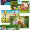 Baskı Atölyesi Uzay, Dinazor, Oyun, Hayvanlar 54 Parça Ahşap Puzzle Yapboz 5'li Set