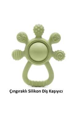 tutobaby Çıngıraklı Silikon Diş Kaşıyıcı (Hayvan Desenli, Palmiye Şekilli)