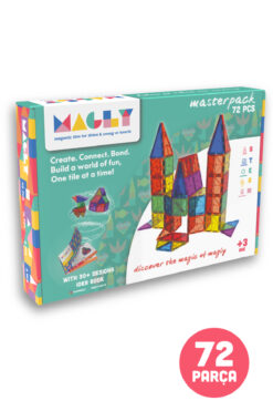 Magly Manyetik Yapı Blokları – Çocuklar İçin Renkli 3 Boyutlu 72 Parça Manyetik Karo Oyun Seti