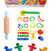 COCOTA TOYS Oyun Hamuru Seti ( Play Doh 4'lu Oyun Hamuru, Merdane, Şekil Kalıpları ve Enjektör Pres Seti )