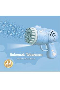 Mofy Baby 33 Kanal Işıklı Pilli Baloncuk Makinesi Baloncuk Tabancası Köpük Tabancası Bubble Gun Mavi