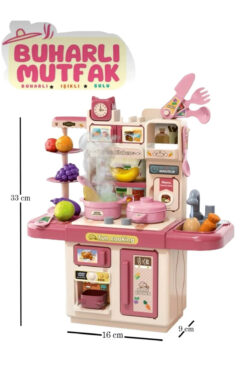 SAZE Buharlı Işıklı Musluklu Mutfak Set BOL AKSESURLI OYUNCAK MUTFAK SETİ BUHARLI