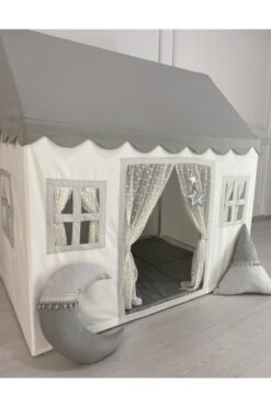 Miniden Çocuk Oyun Evi Gri Renkli Oyun Çadırı Oyun Alanı