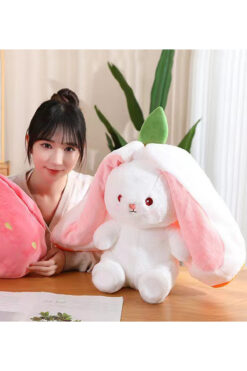 Pandamkee Çilek Tavşan Çantalı 50 cm Sevgiliye Özel