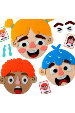 robokids Duygular Öğreten Yüz Değiştiren Keçe Oyuncak | Çift Yüzlü Montessori Eğitim Seti 3+ Yaş