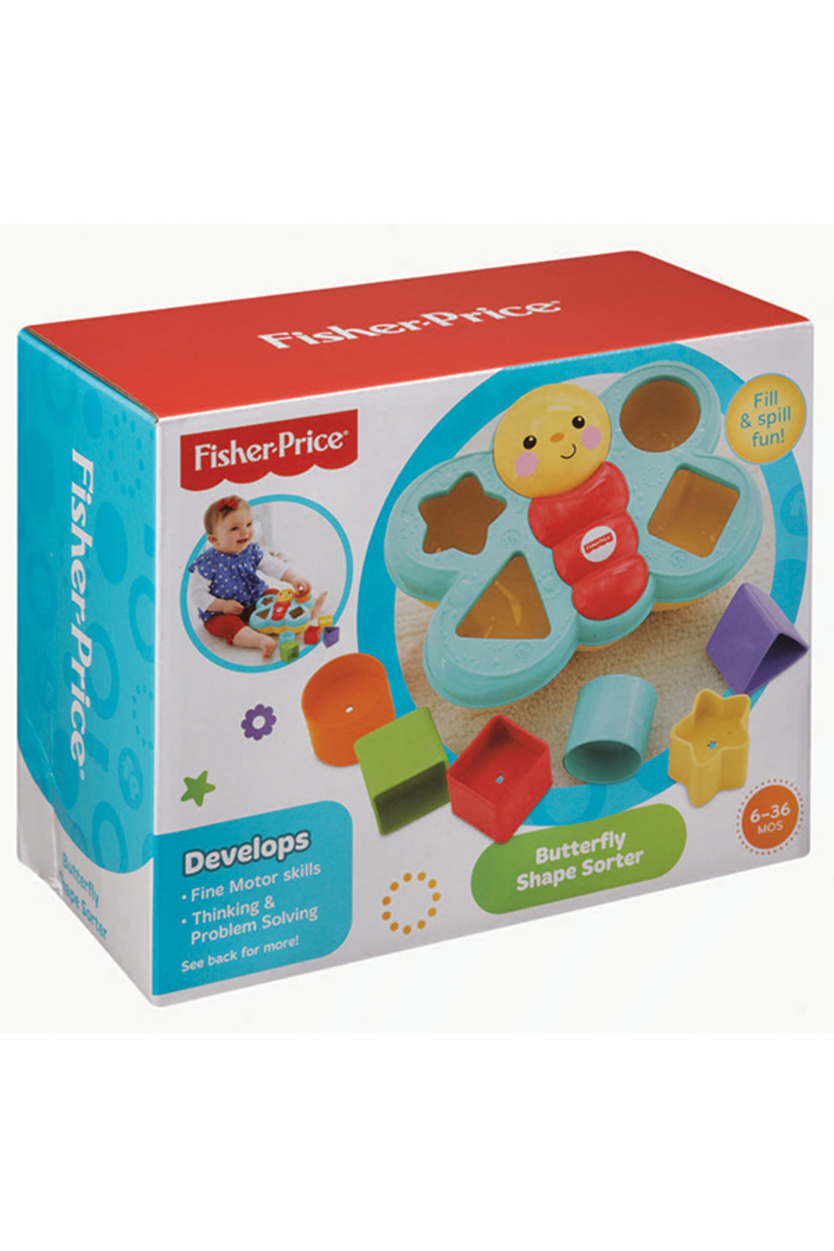 FISHER PRICE Fisher-Price Şekil Eşleştirme Arkadaşı Kelebek, 6 Bloklu, Şekil Eşleştirme Oyunu CDC22