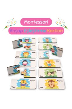 Hopiers Montessori Ahşap Eşleştirme Kartları / 1+ Yaş / Çocuklar İçin Eğitici, Öğretici ve Güvenli Oyun Seti