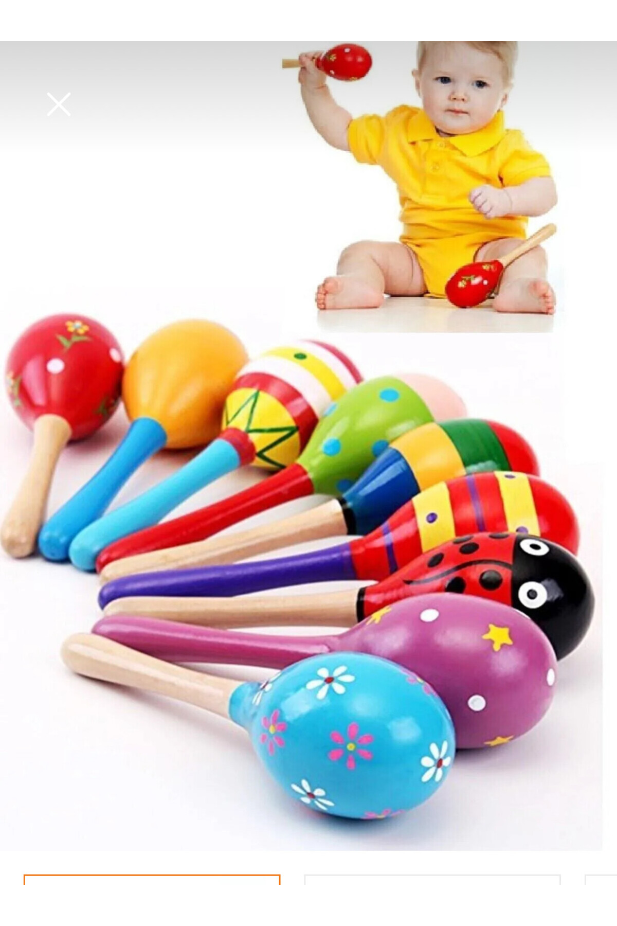 ERAMBALAJ STORE Ahşap Marakas Çıngırak Desenli