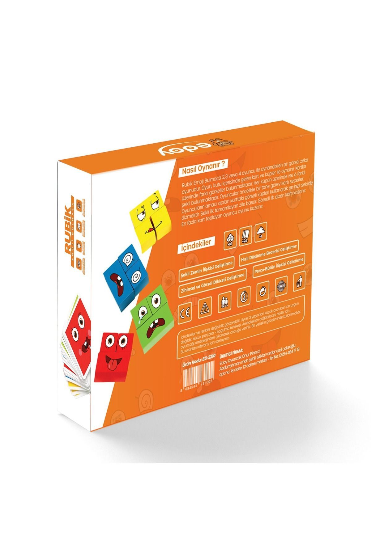 edoy Montessori Eğitici Rubik Emoji Bulmaca Zeka Kutu Oyunu El Becerisi ve Görsel Zeka Geliştirici Oyun - Görsel 2