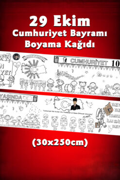 BiWini 29 Ekim Cumhuriyet Bayramı 102 yaşında Dev 2,5 Metre Rulo Boyama Kağıdı - Çocuk Eğitici Boyama