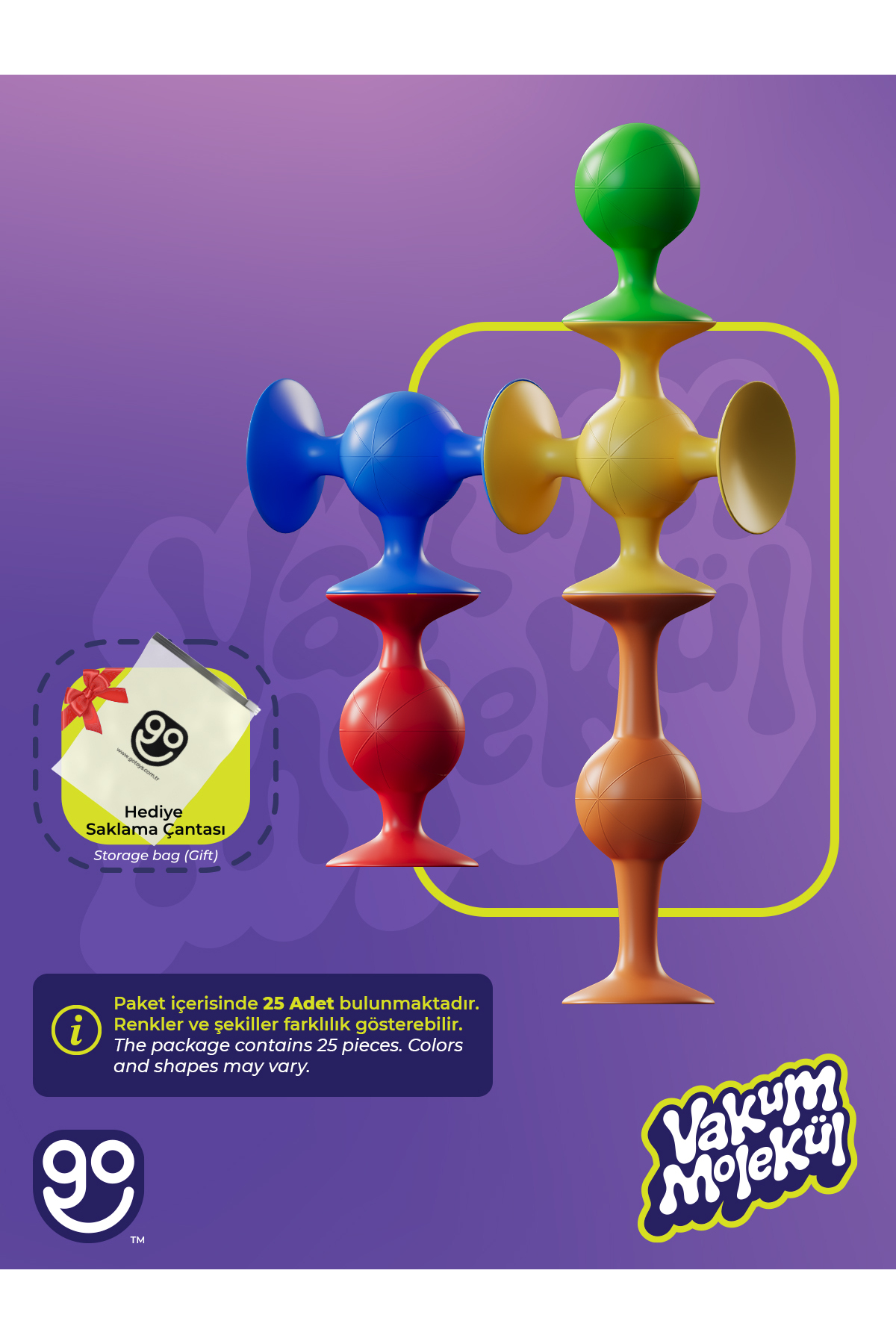 Go Toys Vakum Molekül 25 Parça Yapı Taşları Fidget Duyusal Eğitici Oyuncak Squigz Lego - Görsel 3