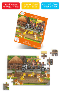 Çılgın Zeka Safari Gezisi Mini Puzzle 40 Parça 3-7 Yaş Çocuk Puzzle Yapboz