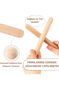 Akıllı Karınca A Kalite Ritim Çubuğu Okul Öncesi Ahşap Ritim Çubuğu 1 Çift (2 Adet)