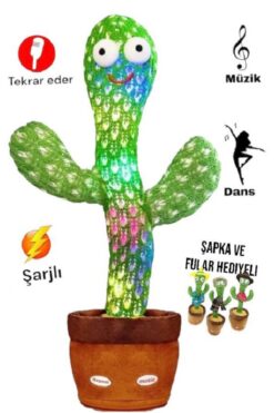 Genel Markalar Konuşan Dans Eden, Müzikli Işıklı Saksı Kaktüs Peluş Oyuncak
