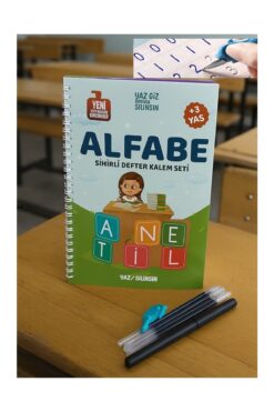 LRS STORE Alfabe Sihirli Yazı Seti Silinebilir Kelemli Kabartmalı Defter Yazma 1 Kitap 1 Kalem 5 Yedek Uç