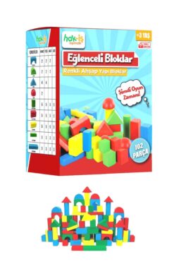 hak-iş oyuncak Hak-iş Oyuncak Eğitici Renkli Ahşap Bloklar 102 Parça