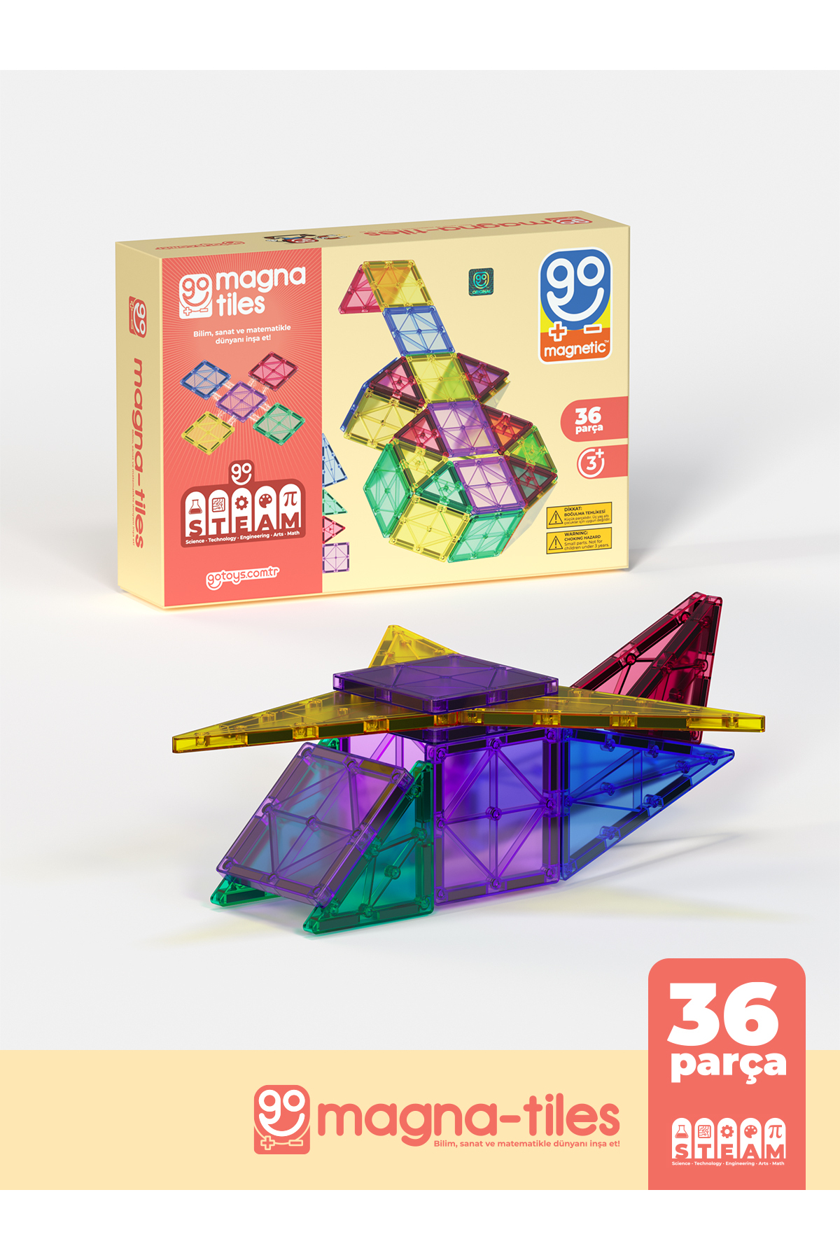 Go Toys Go Magna-Tiles 36 Parça Manyetik Yapı Blokları Original - Mıknatıslı Eğitici Oyuncak - Shopist