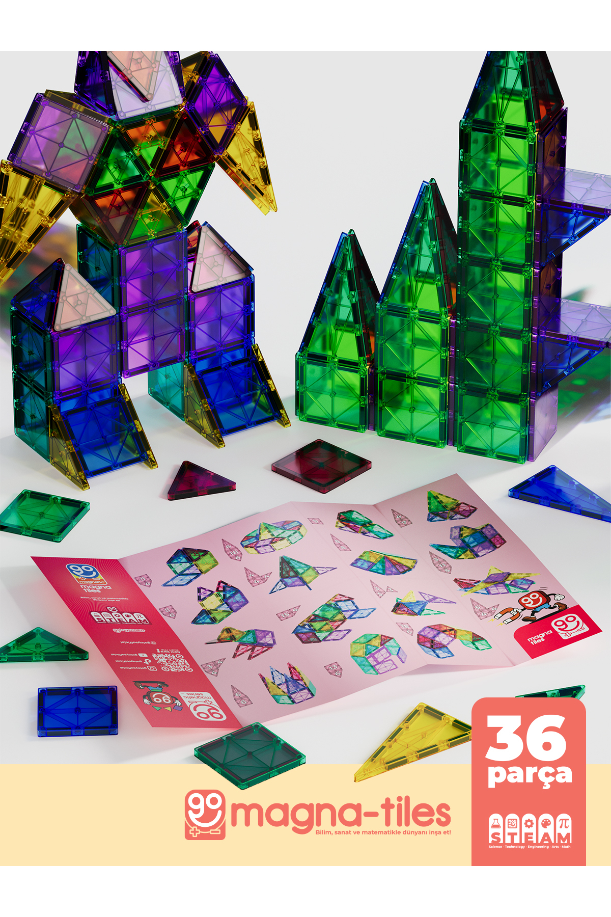 Go Toys Go Magna-Tiles 36 Parça Manyetik Yapı Blokları Original - Mıknatıslı Eğitici Oyuncak - Shopist - Görsel 2