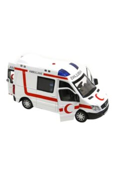 Vardem Metal Kapıları Açılan Sesli Işıklı Ambulans Beyaz Mercedes Benz 1:32 Ölçekli Ilk Yardım Aracı