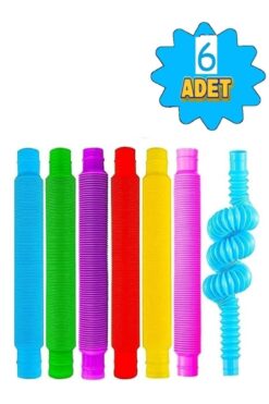 Mia Uzayan Boru Oyuncak Hortum Orijinal Türk Malı 6 Adetli Pop Tubes Eğitici Katlanır