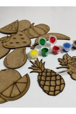 MODAT Ahşap Kendin Yap Meyveler Boyama Seti Eğitici Montessori Çocuk Gelişim Oyuncağı