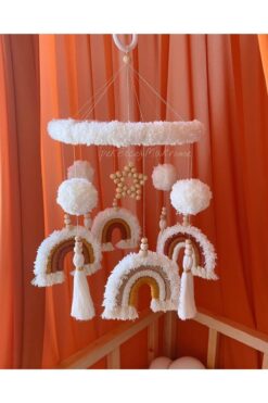 FN Makrome Dönence Bebek Dönencesi Bebek Beşik Aksesuar El Yapımı Bebek Cocuk Odası Aksesuar