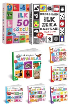 SAZE Ilk Kitaplarım Set + Eğitim Seti 50 Sözcük + Bebeğimin Ilk Zeka Kartları -eğitici Kartlar 3LÜ SET