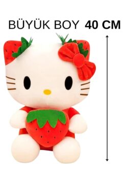 Heribom BÜYÜK BOY 40 CM HELLO KİTTY ÇİLEK DETAYLI PELUŞ OYUNCAK