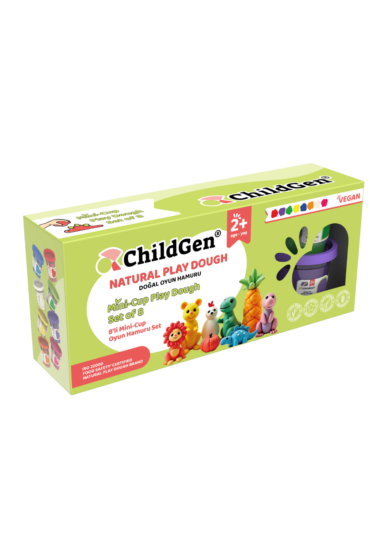 ChildGen Doğal Oyun Hamuru - Mini-Cup- 8'li Set (8x65gr) - Görsel 2